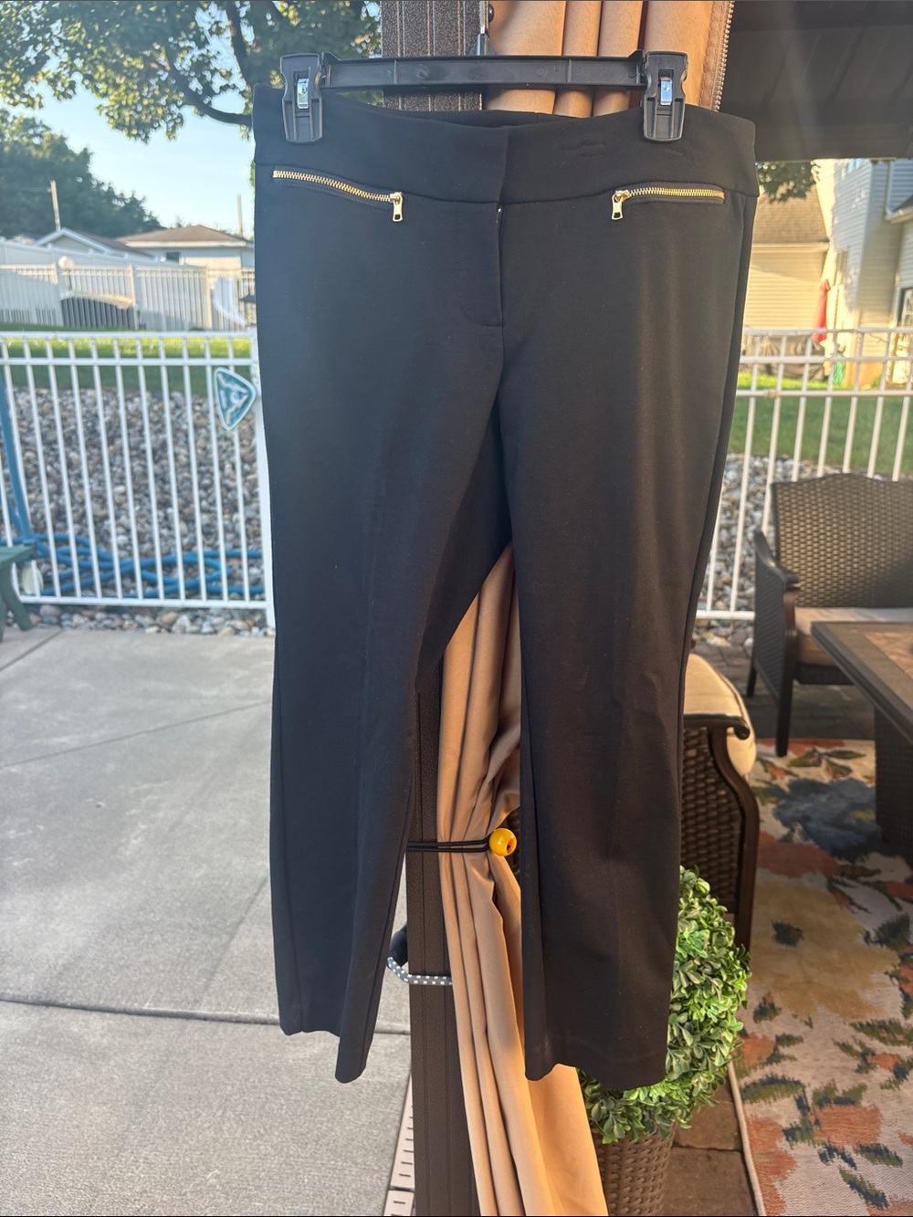 Alfani Black Ankle Pants with Gold Zip Accents